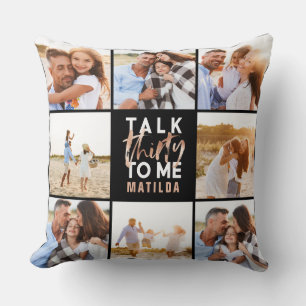 30e verjaardag moderne multi foto roze girly gooie kussen