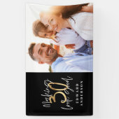 30e verjaardag moderne zwart-gouden foto spandoek (Verticaal)