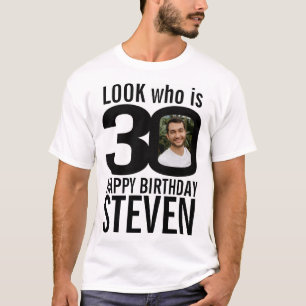30e verjaardag Mono Look 30 aangepaste foto en naa T-shirt