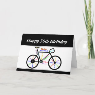 30e verjaardag Motivatie fietscyclus met bike Kaart