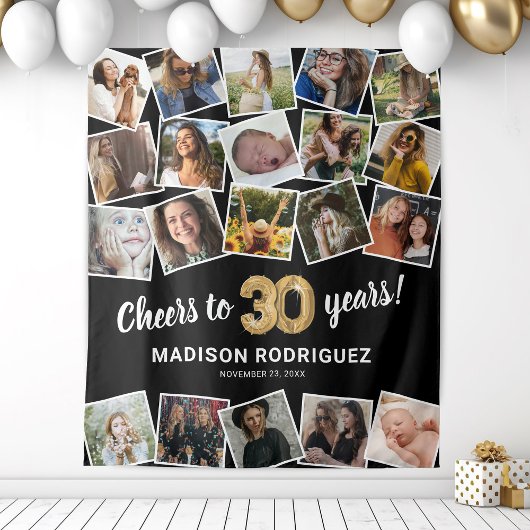 30e verjaardag Multi foto achtergrond Wandkleed