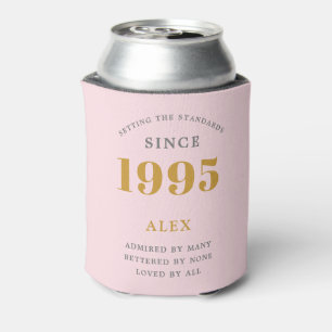 30e Verjaardag Naam 1995 Roze Grijs Elegant Chic Blikjeskoeler