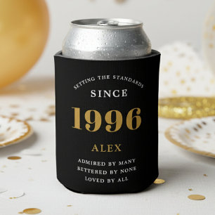 30e Verjaardag Naam 1996 Zwart Goud Elegant Chic Blikjeskoeler