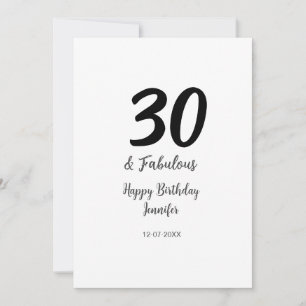 30e verjaardag Naam toevoegen Datum jaar zwart Kaart