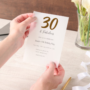 30e verjaardag Naam toevoegen Datum jaar zwart Vellum Uitnodigingen