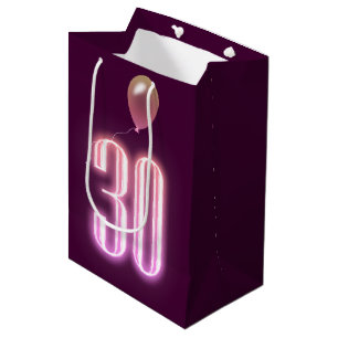 30e verjaardag Neon Sign. en ballon Medium Cadeauzakje