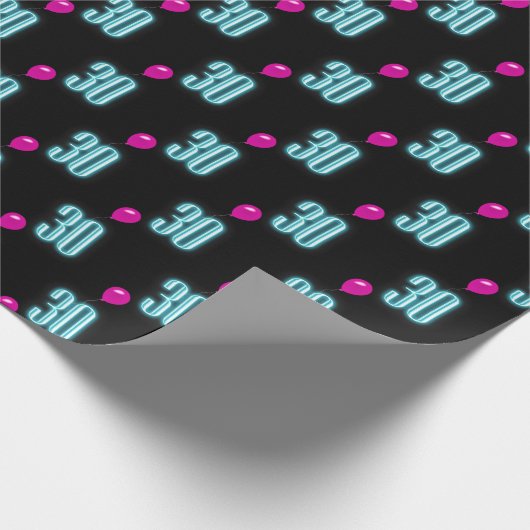 30e verjaardag Neon Sign. with Balloon Cadeaupapier (Hoek)