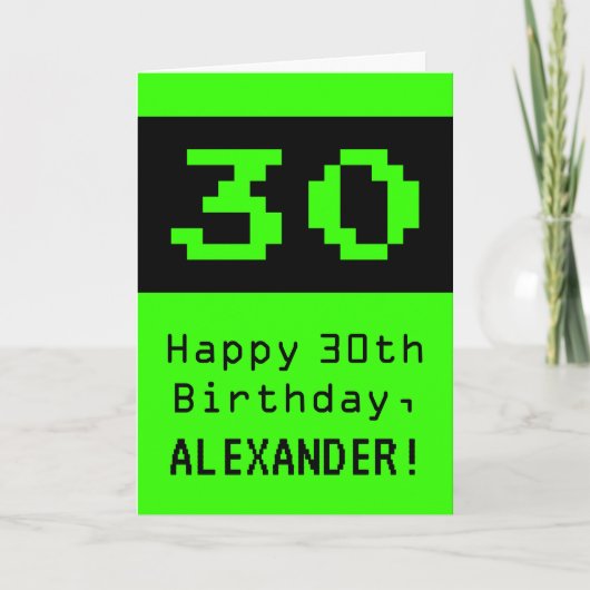 30e verjaardag: Nerdy / Geeky stijl "30" en naam Kaart (Voorkant)