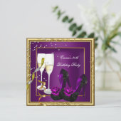30e verjaardag Paarse Plum Gold Black Kaart (Staand voorkant)