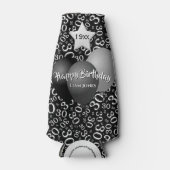 30e verjaardag Party Nummer Patroon Zwart-wit Flesjeskoeler (Voorkant)