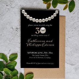 30e verjaardag Pearl Black Wedding Invitation Kaart