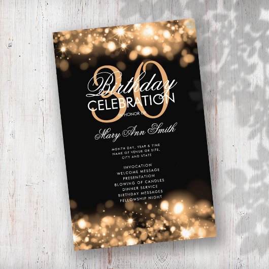 30e verjaardag Programma Glam Licht Gold Menu