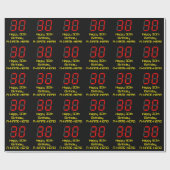 30e verjaardag: Red Digital Clock Style "30" + naa Cadeaupapier (Vlak)