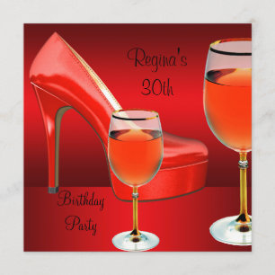 30e verjaardag Red Shoes Hi Heels Wine Glass Kaart
