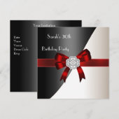 30e verjaardag Red White Black Diamond Kaart (Voorkant / Achterkant)