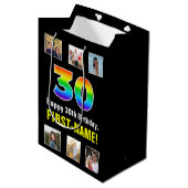 30e verjaardag: Regenboog "30", aangepaste foto's Medium Cadeauzakje (Voorkant Gekanteld)