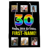 30e verjaardag: Regenboog "30", aangepaste foto's Medium Cadeauzakje (Voorkant)