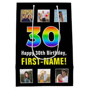 30e verjaardag: Regenboog "30", aangepaste foto's Medium Cadeauzakje