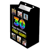 30e verjaardag: Regenboog "30", aangepaste foto's Medium Cadeauzakje (Achterkant Gekanteld)