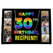 30e verjaardag: Regenboogtekst, aangepaste foto's Groot Cadeauzakje (Voorkant)
