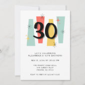 30e verjaardag Retro Midcentury Modern Kleurrijk Kaart (Voorkant)