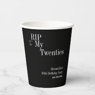 30e verjaardag RIP 20s Black and White Party Papieren Bekers