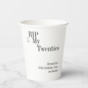 30e verjaardag RIP 20s Minimal Party Papieren Bekers