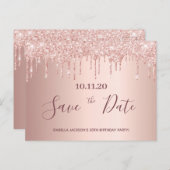 30e verjaardag roos goud glitter behalve datum briefkaart (Voorkant / Achterkant)