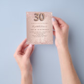 30e verjaardag roos goud glitter budget uitnodigin flyer (Hand)
