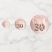 30e verjaardag roos goud glitter roze monogram confetti (Achterkanten)