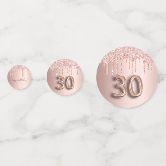 30e verjaardag roos goud glitter roze monogram confetti (Achterkanten)