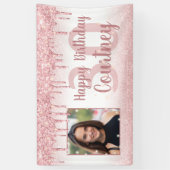 30e Verjaardag Roos Gouden Glitter Drip Sparkle Fo Spandoek (Verticaal)