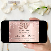 30e verjaardag roos gouden zilveren glitterdruppel save the date