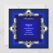 30e verjaardag Royal Blue Silver Chrome Kaart (Achterkant)