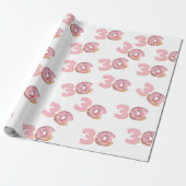 30e verjaardag roze donut cadeaupapier (Uitgerold)