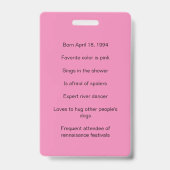 30e verjaardag Roze Foto ID Gastheer/Eer Gast  Badge (Achterkant)