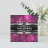30e verjaardag Roze Gem Bubbles Silver Black Kaart (Staand voorkant)