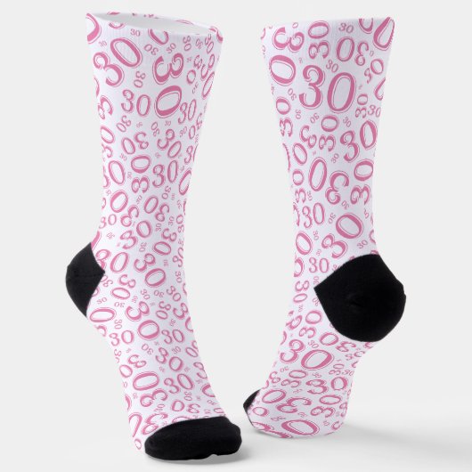 30e verjaardag Roze Random Number Pattern Sokken (Gebogen)