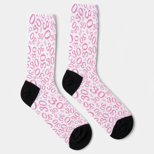 30e verjaardag Roze Random Number Pattern Sokken (Rechts)