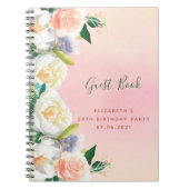 30e verjaardag roze roze goudflorals Gastboek Notitieboek (Voorkant)