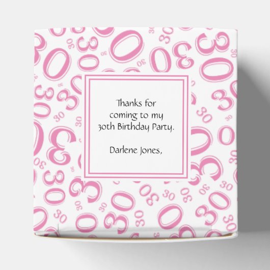 30e verjaardag Roze/White Random Number Pattern Bedankdoosjes (Bovenkant)