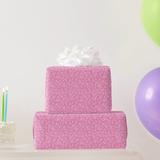 30e verjaardag Roze/White Random Number Pattern Cadeaupapier (Feestgeschenken)