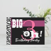 30e verjaardag - Roze Zebra Sjabloon Kaart (Staand voorkant)