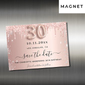 30e verjaardag roze zilver save the date magneet