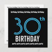 30e verjaardag Sjabloon uitnodiging roze zwart (Voorkant / Achterkant)