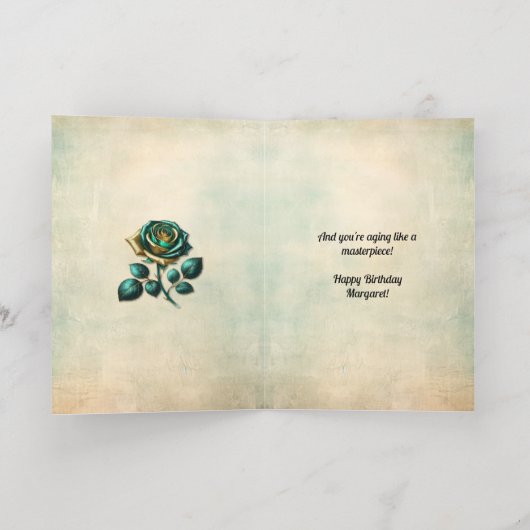 30e Verjaardag Smaragdgroene Roos Bloem Folie Wenskaart (Binnenlaag)