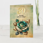 30e Verjaardag Smaragdgroene Roos Bloem Folie Wenskaart (Voorkant)