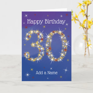 30e verjaardag - Sterrennummers - Blauw - Leeftijd Kaart