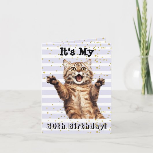 30e Verjaardag Super Schattige Tabby Cat Kaart (Voorkant)
