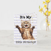 30e Verjaardag Super Schattige Tabby Cat Kaart (Gele Bloem)